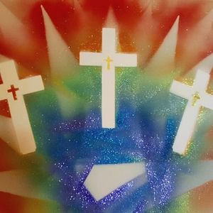 Calvery Cross Stencil Glitter Christian Wall Art